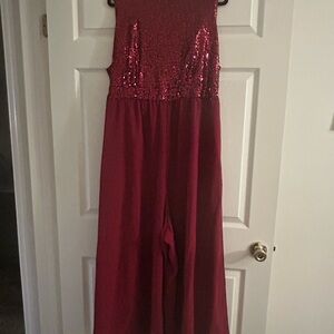 Red Sequin Jumpsuit (BloomChic)
